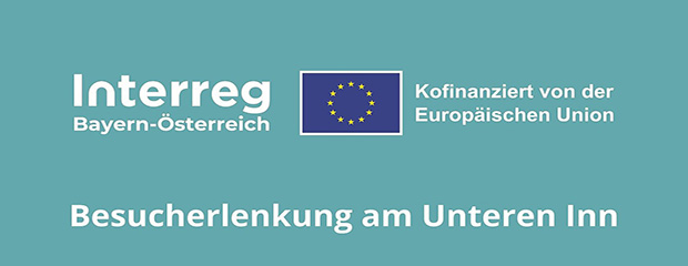 Das Foto zeigt das Logo Interreg Bayern-Österreich - Besucherlenkung am Unteren Inn