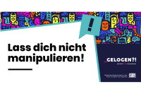 Das Foto zeigt das Logo des Infoportals Gelogen?! Lass dich nicht manipulieren!